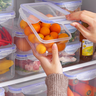 冰箱收纳盒密封保鲜盒厨房食物水果蔬菜冷冻专用食品级存储杂粮盒 透明2350ML保鲜盒六个装