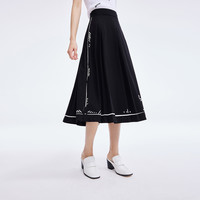 丽丽 LILY复古优雅小众法式纯色伞裙半身裙女 XL 黑（裙摆有缝纫线，客户可按照需求自行拆卸）