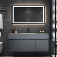 镱朗（YILANG）304不锈钢浴室柜组合 轻奢洗手洗脸盆洗漱台岩板卫浴柜防水防潮 120CM一代智能方镜款