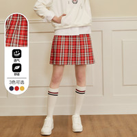 半身裙女短裙JK学院风高腰显瘦格纹百褶裙半身裙女 S 红色