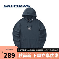 SKECHERS 斯凯奇 鬼灭之刃联名系列春季男女印花连帽卫衣L422U051 海军蓝色 S