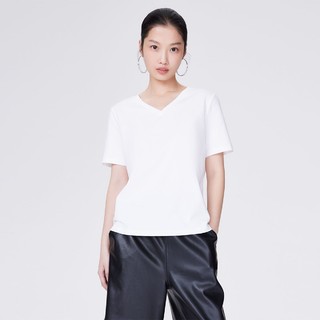 VERO MODA 23新品简约时髦H版罗文领口短袖T恤女