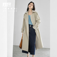 优雅通勤大翻领后背装饰扣女式长款风衣 XL 浅卡其(收藏品牌，及时获取活动提示)
