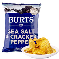 PLUS会员：BURTS 啵尔滋 英国进口海盐胡椒味味手工制薯片 150克/袋 网红办公室休闲零食