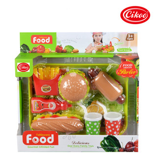 Cikoo斯高仿真儿童过家家厨房塑料玩具汉堡热狗套餐店可拆装组合