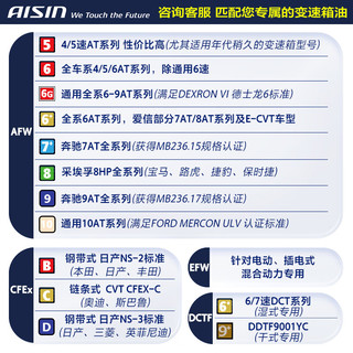 AISIN 爱信 AFW9奔驰9速全合成自动变速箱油波箱油ATF C/E/S级迈巴赫S级1升装