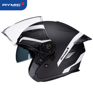 睿觅（RYMIC）摩托车头盔半盔3C认证夏季机车骑行头盔四季男女双镜片878白灰XXL
