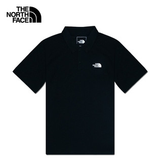 北面（The North Face）速干POLO衫男T恤户外吸湿排汗短袖透气半袖7QOW JK3/黑色 XL/180