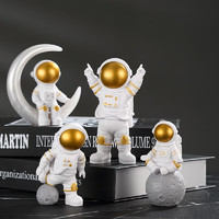 居物谣 宇航员摆件小太空人模型书房摆件书柜办公室摆件桌面 金色四件套