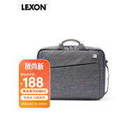 PLUS会员：LEXON 乐上 单肩包男14英寸笔记本电脑包手提包女商务简约公文包耐磨深灰色