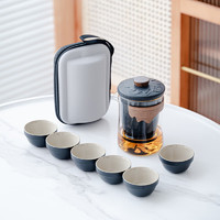 循一 玻璃旅行茶具快客杯 黑/观山旅行茶具/胶囊包