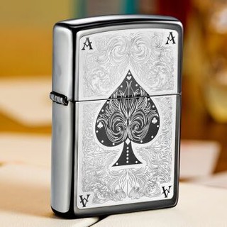 ZIPPO 之宝 28323 暗花幺点 黑冰镭射雕刻 煤油防风火机