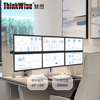 慧想Thinkwise六屏显示器支架CL601六屏无缝拼接电脑支架 15kg铝合金证券办公炒股多屏支架 大底盘免打孔