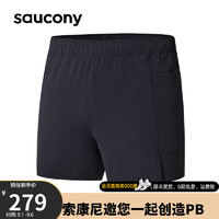 saucony 索康尼 运动短裤女裤23夏季新款跑步短裤梭织运动裤透气短裤子 黑色-1 XS（155/64A）