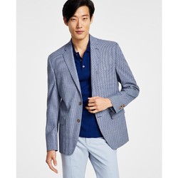 RALPH LAUREN 拉尔夫·劳伦 Men's Classic-Fit UltraFlex Stretch Grey & Blue Mini Check Sport Coat