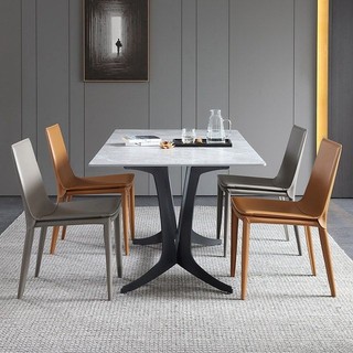 AHOME A家家具 马鞍皮餐椅家用现代简约北欧轻奢餐椅意式极简餐桌椅子餐厅凳子