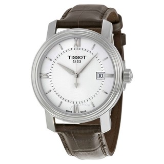 TISSOT 天梭 港湾系列 银色表盘棕色皮革石英男表 T0974101603800