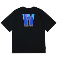 WASSUP House彩色字母叠影短袖嘻哈短袖t恤男街头