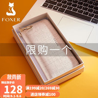 PLUS会员：FOXER 金狐狸 钱包女长款大容量牛皮手拿包女欧美钱票夹百搭女士钱包轻奢生日礼物送女友女生老婆金色