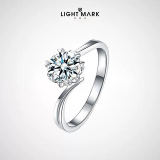 Light Mark 小白光 扭臂18k金六爪钻石戒指女结婚人造培育 求婚送女友礼物 F-G色/SI 主钻 50分