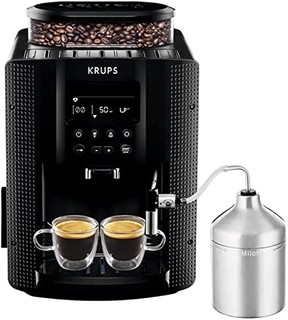KRUPS 克鲁伯 全自动咖啡机（1.8 升，15 巴，LC 显示屏，自动卡布奇诺制作系统 ) 黑色