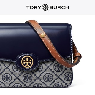 TORY BURCH 汤丽柏琦 T MONOGRAM系列 女士单肩包 152306 海军蓝 中号