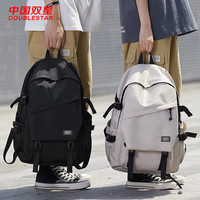 双星 Double Star双肩包男背包大容量初高中大学生书包旅行休闲笔记本电脑包 黑色