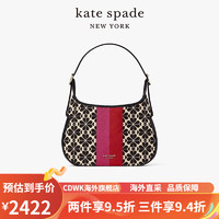 凯特·丝蓓（Kate Spade） ks 小号老花提花单肩经典腋下包月牙包时尚 奶油白 拼色