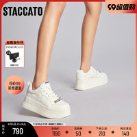 STACCATO 思加图 2023新款甜美休闲小白鞋增高厚底轻便松糕鞋女鞋C2301AM3C