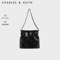 CHARLES & KEITH 秋季新品链条单肩腋下托特包小号女士黑色 M