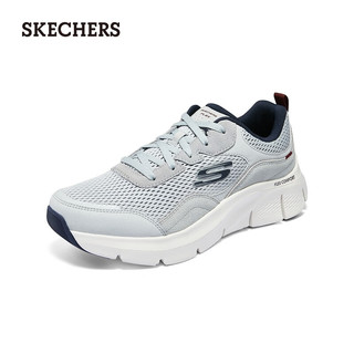 斯凯奇（Skechers）男士绑带运动休闲鞋EVA厚底增高夏季健步鞋232685 灰色/海军蓝色/GYNV 39