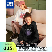 唐狮 TONLION卫衣女2023秋装新款宽松连帽长袖上衣女 黑色 S