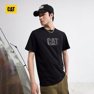 CAT卡特T袖2022夏季男士时尚简约基础百搭休闲棉短袖T恤商场同款 黑色 S