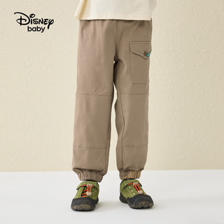 迪士尼（Disney）童装男童梭织工装裤宝宝帅气长裤2023春秋装儿童运动休闲裤子 卡其 140