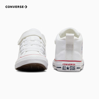 匡威（Converse）儿童鞋小童男女童魔术贴中帮帆布鞋 白 28