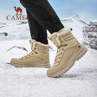 CAMEL 骆驼 户外鞋男士冬季新款高帮加绒保暖棉鞋徒步鞋防水防滑登山鞋女