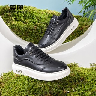 奥康（Aokang）男鞋 2023春季运动轻便休闲鞋舒适户外板鞋男 黑色 38