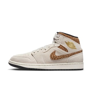 AIR JORDAN 正代系列 Air Jordan 1 Mid Se 男子篮球鞋 DZ4129-102 浅红木褐/金属色/白色/浅英国褐/帆白 46