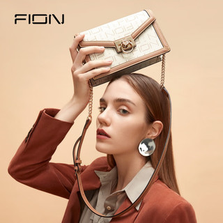 菲安妮（FION）信封小方包 2023新款时尚女包感链条包斜挎单肩包 啡/焦糖色