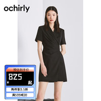 欧时力ochirly 褶皱西装连衣裙春夏气质显瘦通勤小个 黑色090 XS