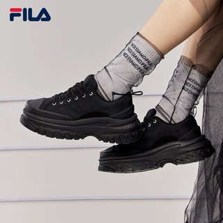 FILA 斐乐 官方LAVA女鞋夏季帆布鞋休闲鞋板鞋小白鞋运动鞋黑色鞋子