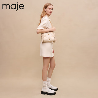 Maje2023夏季女装法式气质白色衬衫式花呢连衣裙MFPRO03096 淡褐色 T34