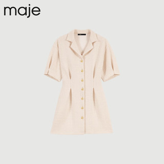 Maje2023夏季女装法式气质白色衬衫式花呢连衣裙MFPRO03096 淡褐色 T34