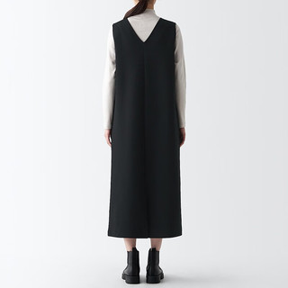 无印良品（MUJI）女式 双层织 无袖连衣裙 V领马甲裙BB2OZA3A 黑色 XS (150/76A)