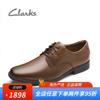 Clarks其乐泰顿系列春季德比鞋新郎鞋正装商务舒适透气皮鞋男 深棕褐色261300978 39.5