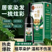 闪钻温莱影 一梳黑染发梳染发剂植物自然黑发焗油一梳纯黑色不沾头皮男女黑色 一梳黑1瓶