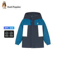 暇步士（Hush Puppies）童装儿童秋装男童外套2023年秋季男大童时尚拼色风衣外套 藏蓝 105cm