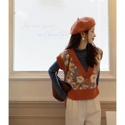 谜秀 毛衣针织马甲女韩版设计感小众外套背心MXA35Z0101