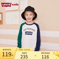 Levi's李维斯儿童装长袖T恤2023秋季男童女童上衣宝宝打底衫 糖果白 110/52(4)