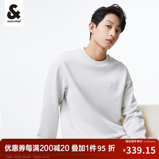 杰克·琼斯（JACK&JONES）秋季男装法斗犬系列潮简约纯色纯棉舒适圆领上衣运动卫衣长袖 白色 165/88A/XS